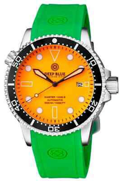 Pre-owned Deep Blue Master 1000 Ii Automatic Men's Diver Watch Orange Luminous Dial Green