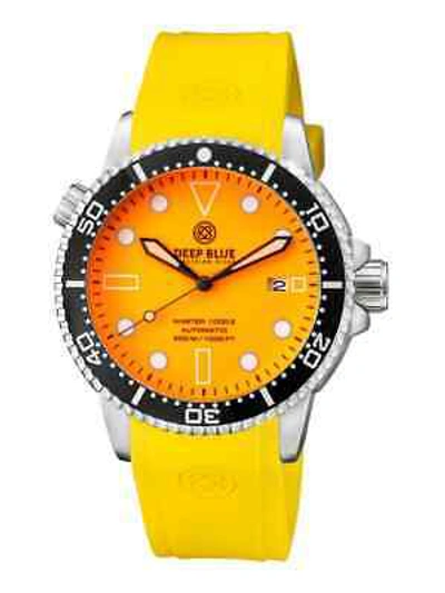 Pre-owned Deep Blue Master 1000 Ii Automatic Men's Diver Watch Orange Luminous Dial Yellow