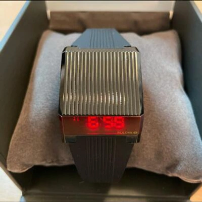 Pre-owned Bulova Computron 98c135 Led Digital Black Men's Wrist Watch