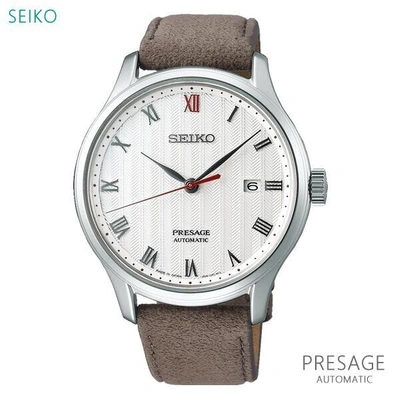 Pre-owned Seiko Presage Sary205 Mechanical Automatic Watch Men Faux Leather Brown Japan