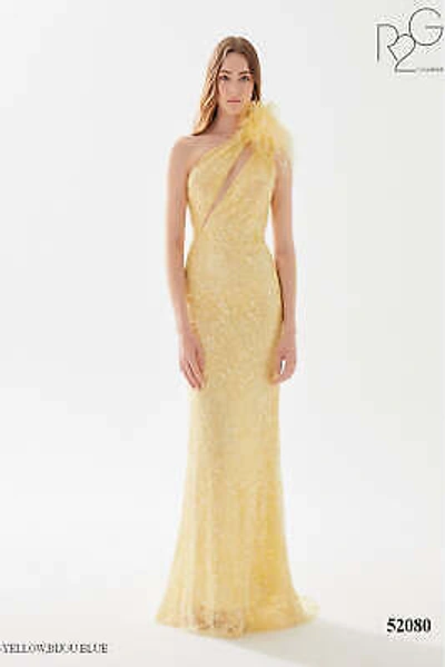 Pre-owned Tarik Ediz 52080 Evening Dress Lowest Price Guarantee Authentic In Yellow