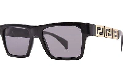 Pre-owned Versace Ve4445 Gb1/81 Sunglasses Black/polarized Dark Grey Square Shape 54mm In Gray