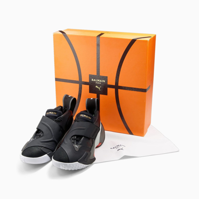Pre-owned Balmain Court Puma Black Basketball Sneakers Us 10 /eu 43/28cm Mk023165