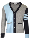 Thom Browne 4-bar Stripe V-neck Cardigan In Light Blue