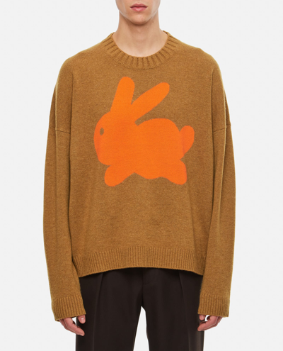 Jw Anderson Bunny-print Wool-blend Jumper In Brown
