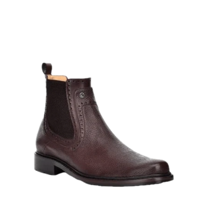 Pre-owned Cuadra Men's Cowhide Woven Deer Brown Ankle Boots Fc442