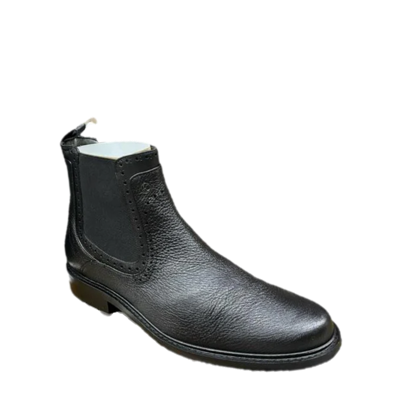 Pre-owned Cuadra Men's Deer Black Ankle Round Toe Boots Fc441