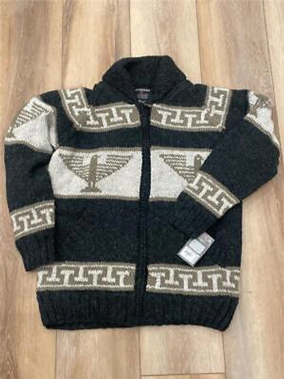 Pre-owned Lost Horizons 100% Wool Cowichan Jacket Sweater Hand Made In Nepal Lost Horizon Vintage M L Xl In Gray