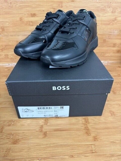 Pre-owned Hugo Boss New-men's  Zac_runn Sneakers, Black, 50500510, Sizes: 7-11 $399.00