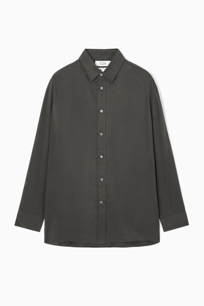 Cos Lightweight Twill Shirt In Brown