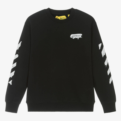 OFF-WHITE TEEN BOYS BLACK COTTON SWEATSHIRT