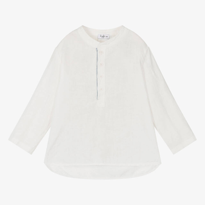 Il Gufo Babies' Boys Ivory Collarless Linen Shirt