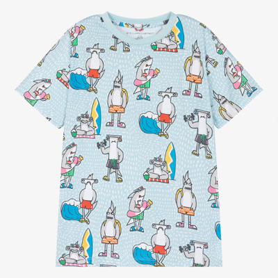 Stella Mccartney Kids Boys Blue Shark Organic Cotton T-shirt