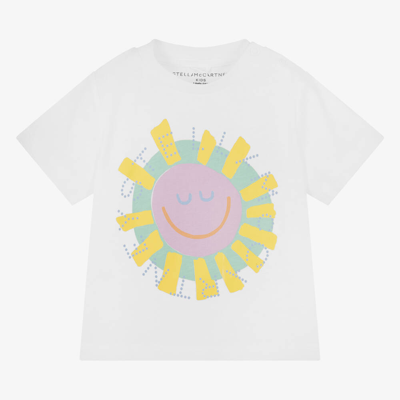 Stella Mccartney White T-shirt For Baby Girl With Multicolor Sun Print