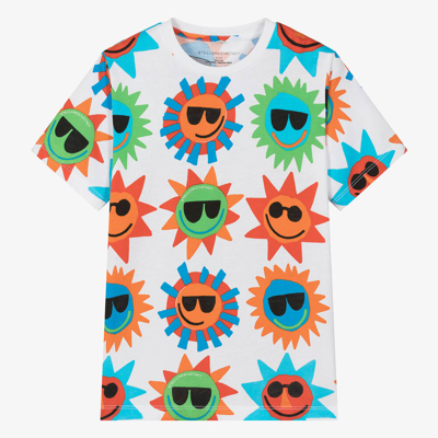 Stella Mccartney Kids Teen Boys White Cotton Smile Sun T-shirt