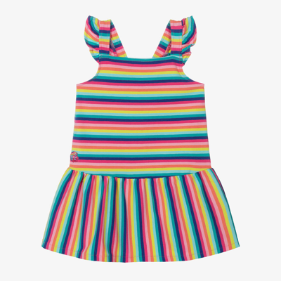 Boboli Babies' Girls Multicolour Striped Cotton Dress In Blue