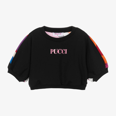 Pucci Kids'  Girls Black Cotton Iride Sweatshirt