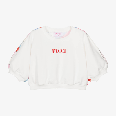 Pucci Kids'  Girls White Cotton Iride Sweatshirt