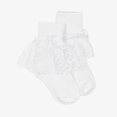 Pretty Originals Kids' Girls White Cotton & Lace Socks