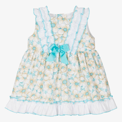 Miranda Baby Girls Blue Floral Cotton Dress