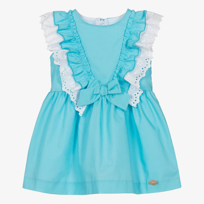 Miranda Babies' Girls Turquoise Blue Cotton Dress