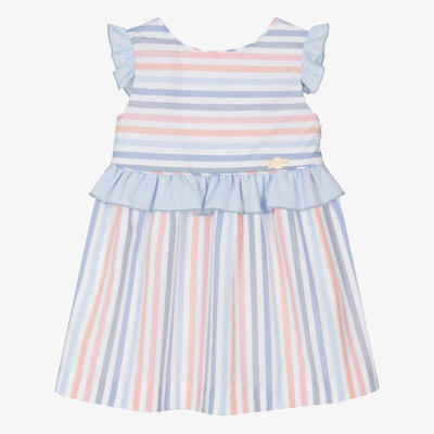 Miranda Babies' Girls Blue Stripe Cotton Dress