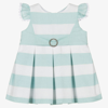 MIRANDA BABY GIRLS GREEN & WHITE COTTON DRESS