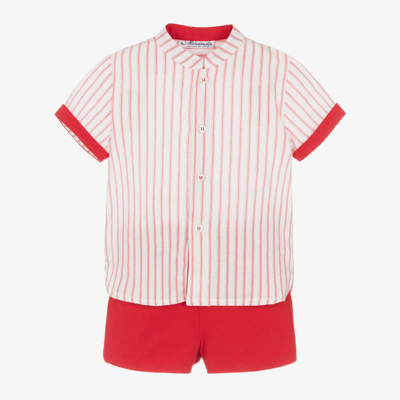 Miranda Babies' Boys Red & White Cotton Shorts Set