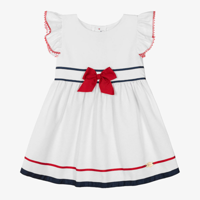 Miranda Kids' Girls White Cotton Bow Dress