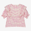 THE NEW SOCIETY GIRLS PURPLE FLORAL MUSLIN RUFFLE BLOUSE