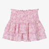 THE NEW SOCIETY GIRLS PURPLE FLORAL COTTON RUFFLE SKIRT