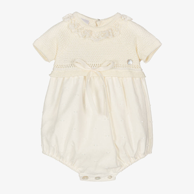 Paz Rodriguez Ivory Knit & Woven Baby Shortie