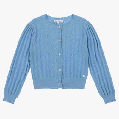 Tartine Et Chocolat Babies'  Girls Blue Knitted Cotton Cardigan
