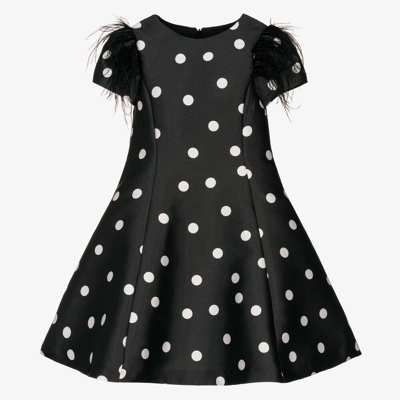 Piccola Speranza Babies' Girls Black & White Polka Dot Dress