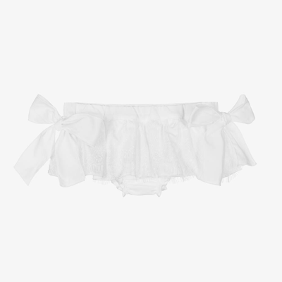 Phi Clothing Babies' Girls White Cotton & Lace Bloomer Shorts