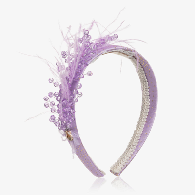 Junona Kids' Girls Purple Feather & Bead Hairband