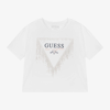 GUESS JUNIOR GIRLS WHITE COTTON SPARKLY T-SHIRT