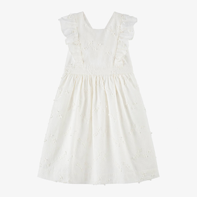 Bonpoint Kids' Girls Ivory Embroidered Cotton Dress