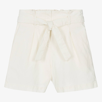 Bonpoint Teen Girls Ivory Cotton & Linen Belted Shorts