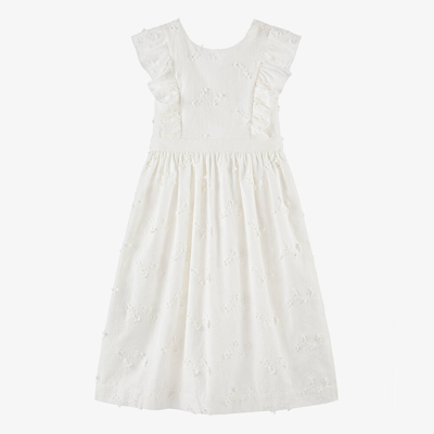 Bonpoint Teen Girls Ivory Embroidered Cotton Dress