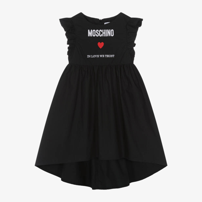 Moschino Kid-teen Kids' Girls Black Cotton Heart Dress
