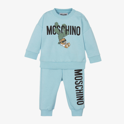 Moschino Baby Babies' Blue Cotton Cactus Teddy Bear Tracksuit