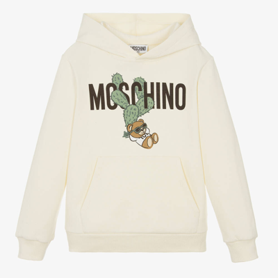 Moschino Kid-teen Teen Ivory Piqué Cactus Bear Hoodie