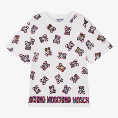 Moschino Kid-teen Teen Girls White Bear Cotton T-shirt