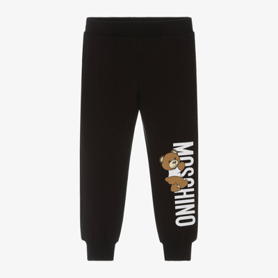 Moschino Kid-teen Babies' Black Cotton Teddy Bear Logo Joggers