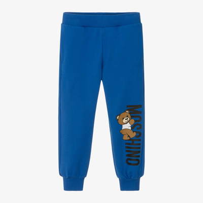 Moschino Kid-teen Babies' Blue Cotton Teddy Bear Logo Joggers
