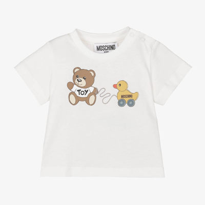 Moschino Baby Babies' Ivory Cotton Teddy Bear T-shirt