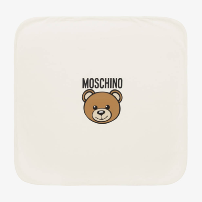 Moschino Baby Ivory Cotton Teddy Bear Blanket (72cm) In Neutral