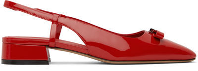 Ferragamo Marlina Patent Leather Flats In Red