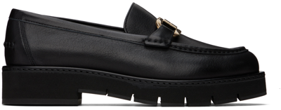 Ferragamo Gancini-plaque Slip-on Calfskin Loafers In Black